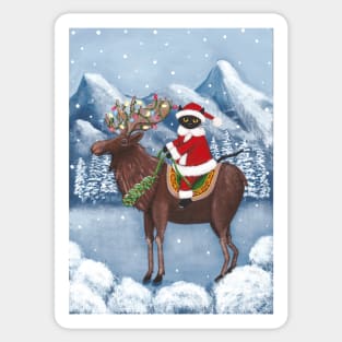 Santa Claws on a Moose Full Sticker